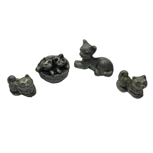 4 Cat Figurines Collectible Pewter Metalware - Picture 1 of 14